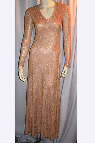 1970s Stephen Burrows Peach Lurex Dress
