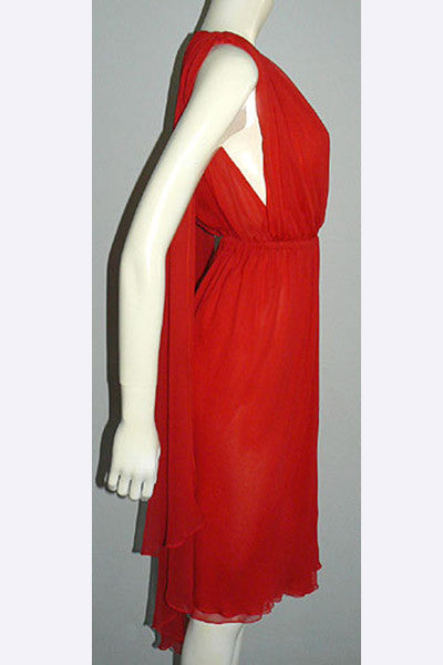 1970s Halston Red Hot Dress Swank Vintage