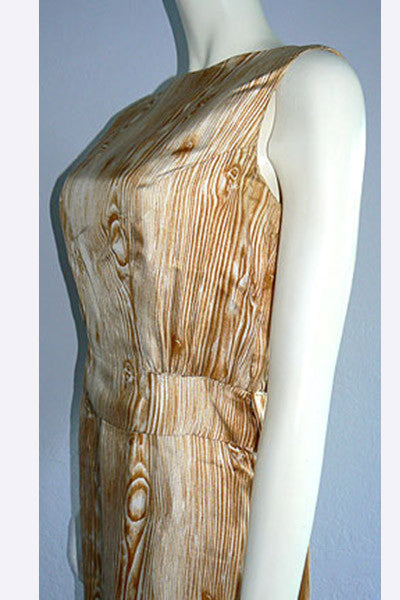 1950s Madeleine de Rauch Wood Print Dress