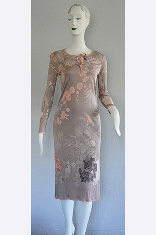 1970s Leonard of Paris Silk Jersey Floral Dress