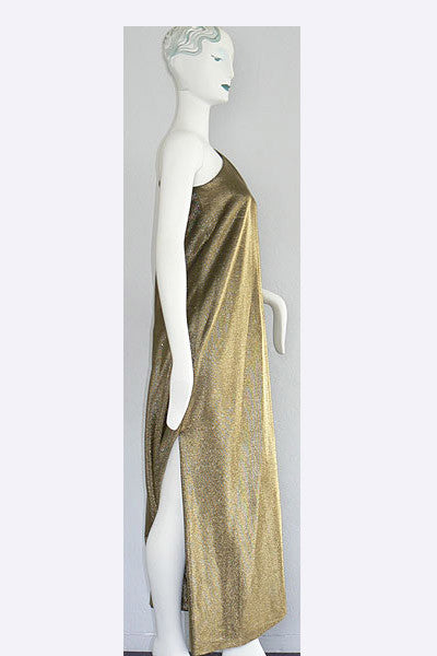 1970s Halston Gold Lame Goddess Swank Vintage 1970s Halston Gold Lame Goddess Swank Vintage