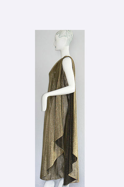 1970s Halston Gold Lame Goddess Swank Vintage 1970s Halston Gold Lame Goddess Swank Vintage