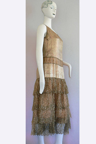 1920s Gold Lace dress