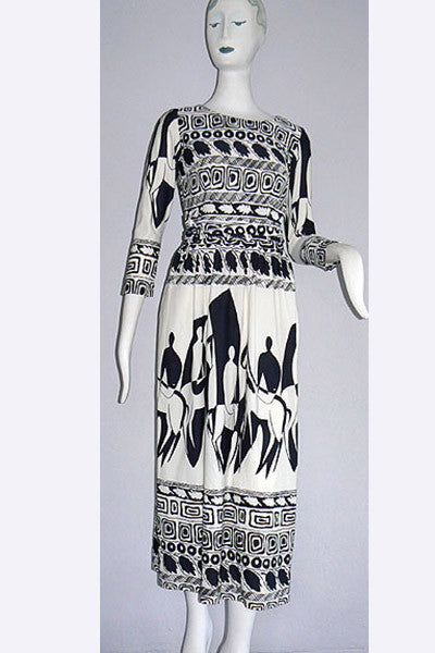 1960s Orsini - I. Magnin Black & White Print Dress Swank Vintage 1960s Orsini - I. Magnin Black & White Print Dress Swank Vintage