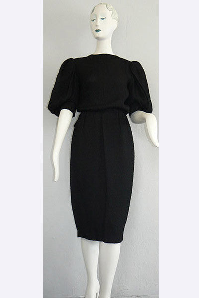 1970s Hubert Givenchy Haute Couture Black Dress Swank Vintage