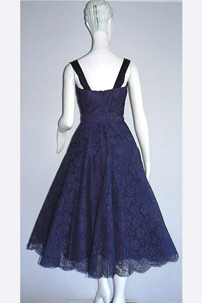 1950s Hattie Carnegie Violet Lace Party Dress