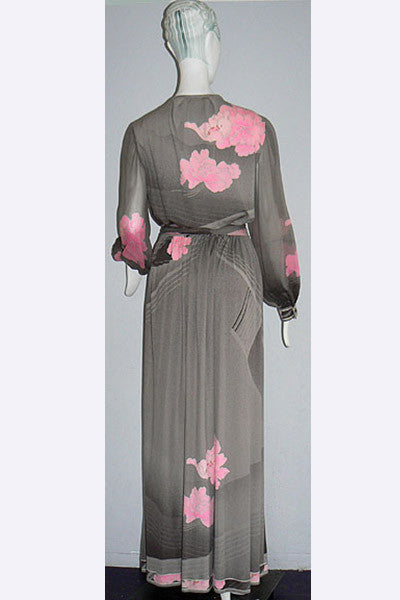 1970s Leonard of Paris Long Silk Dress