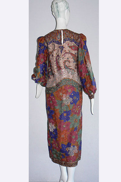 1980s Oscar de la Renta Silk Dress