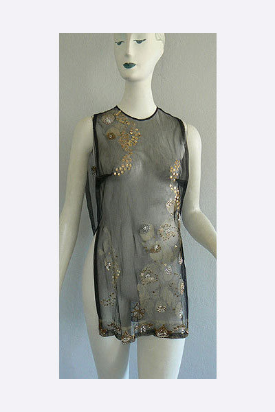 1960s - 1920s Style Stenciled Tunic