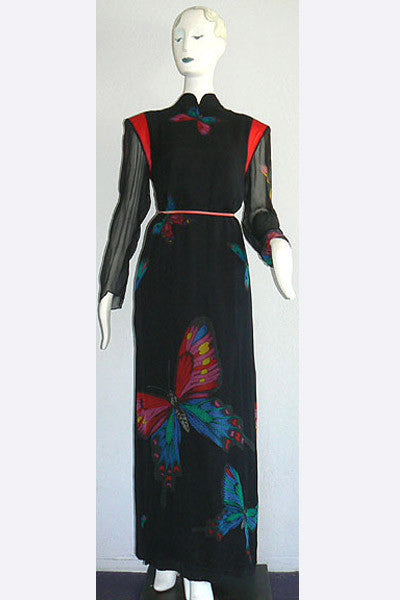 1980s Hanae Mori Butterfly Dress Swank Vintage