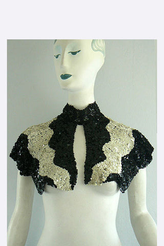 1900s Black & White Sequin Capelet