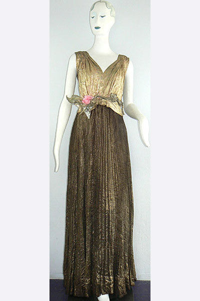 1930s Gold Lame' Gown Swank Vintage 1930s Gold Lame' Gown Swank Vintage