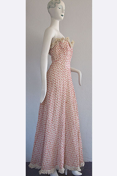 1940s Embroidered Party Dress