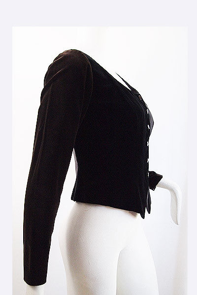 1970s Yves Saint Laurent Dark Color Block Velvet Jacket