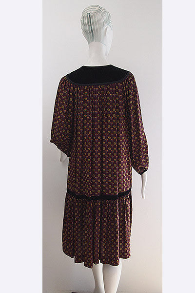 1970s Yves Saint Laurent Silk Peasant Dress
