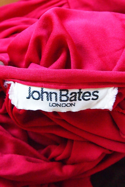 1970s John Bates Cranberry Red Dress
