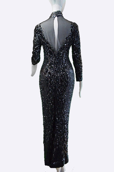 1980s Bob Mackie Couture Beaded Evening Dress