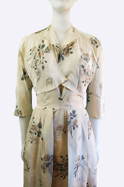 1940s Valentina Floral Silk Ensemble