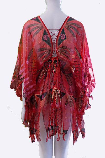 1970s Zandra Rhodes "Indian Feather" Hand Printed Tunic Top