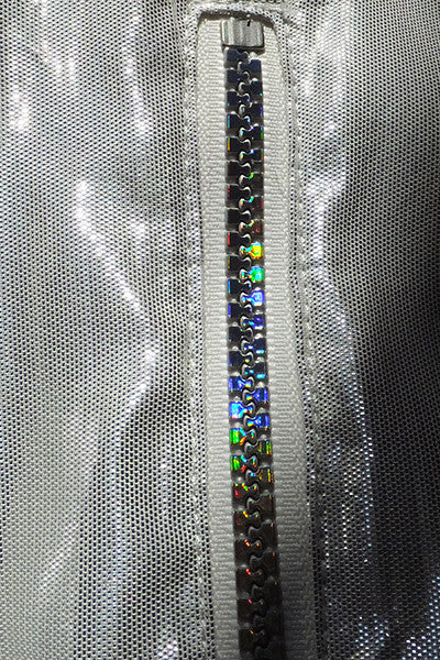 1990s Issey Miyake Silver Dress with Rainbow Zippers
