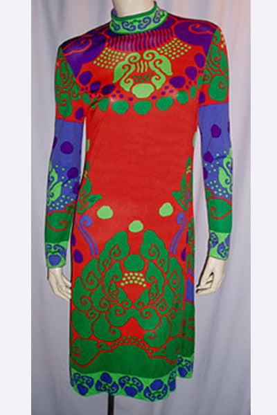 1960s Leonard of Paris Silk Print Dress