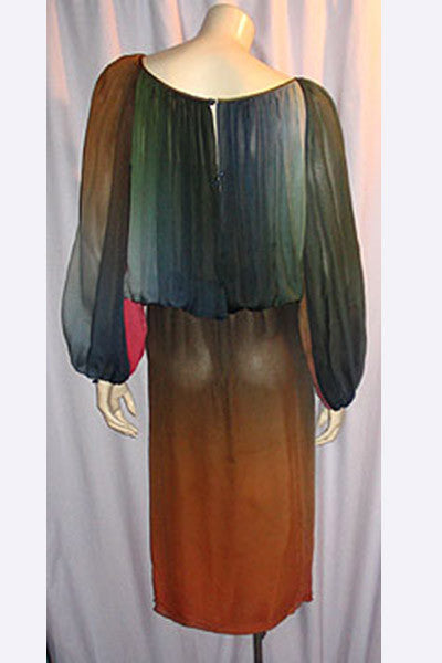 1970s Bill Blass Ombre Dyed Dress