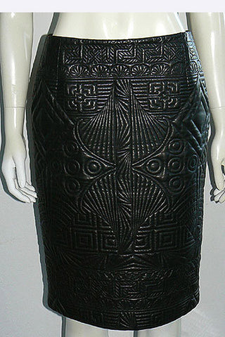 1980s Gianni Versace Quilted Leather Skirt