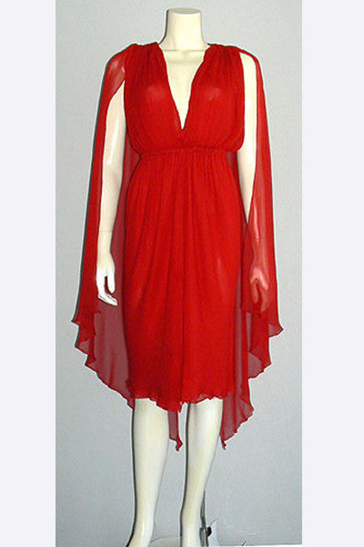 halston red dress Harper 28 Hips Paula Gown In Chiffon/Crepe