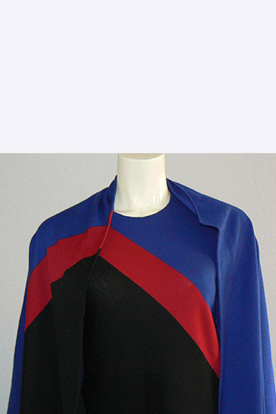 1970s Halston Wool Dress & Shawl Set