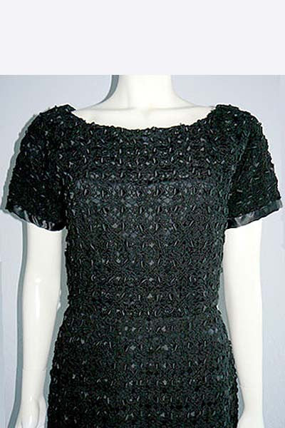 1950s Sybil Connolly Crochet & Ribbon Dress