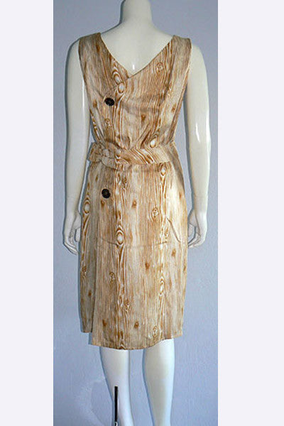 1950s Madeleine de Rauch Wood Print Dress