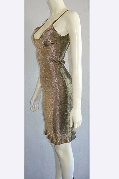 1970s Andre Van Pier Gold Lame' Mini Dress