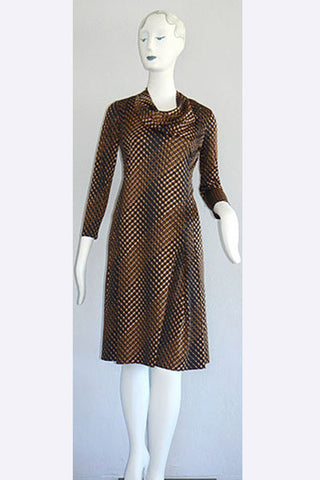 1970s Adele Simpson Op Art Print Dress