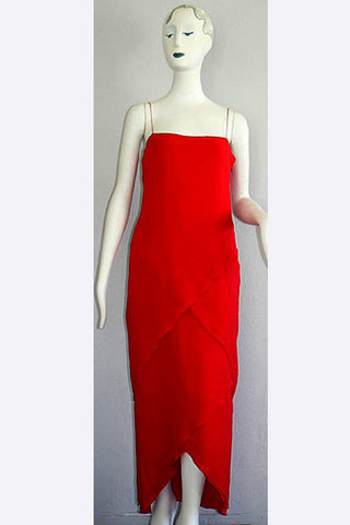 1970s Bill Blass Red Gown