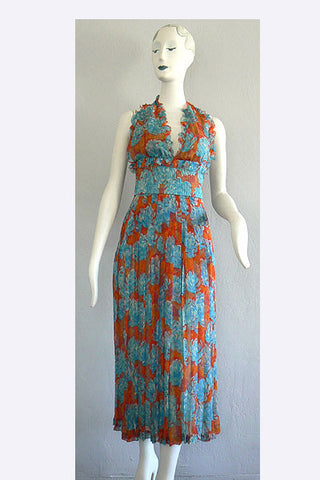 1970s Valentino Silk Floral Dress