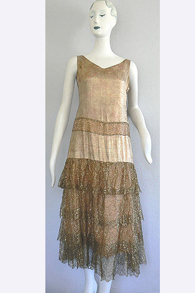 1920s Gold Lace dress