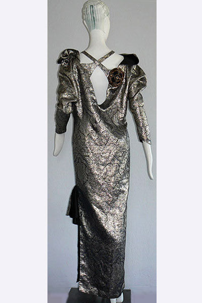 1980s Bill Gibb Gold Lame' "Bronze Age" Dress