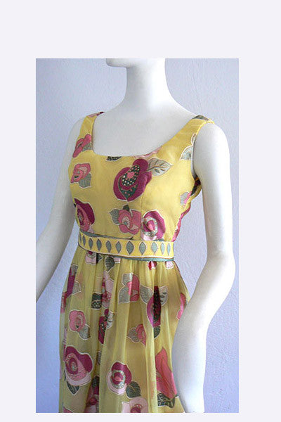 1960s Mollie Parnis Floral Dress