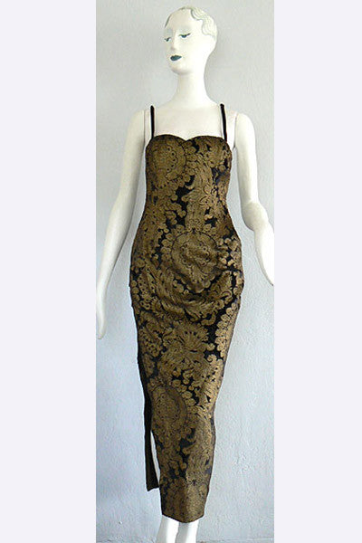 1980s Ronen Raz Hand Printed Velvet Dress