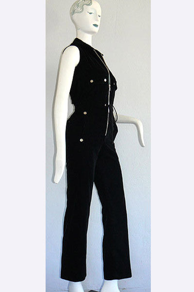 1960s Courreges Zip Down Velvet Jumpsuit