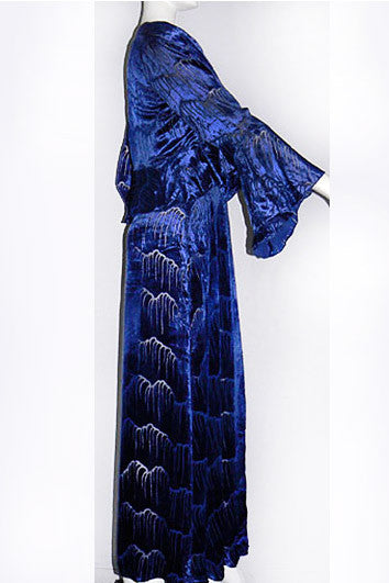 1920s French Devore Velvet & Metallic Lace Ensemble