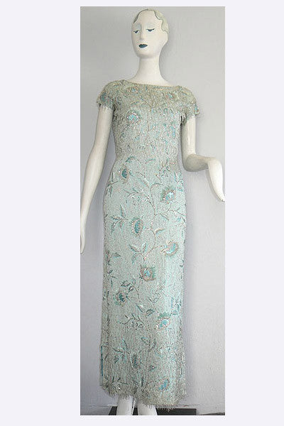 1960s Lanvin Castillo Beaded Evening Gown