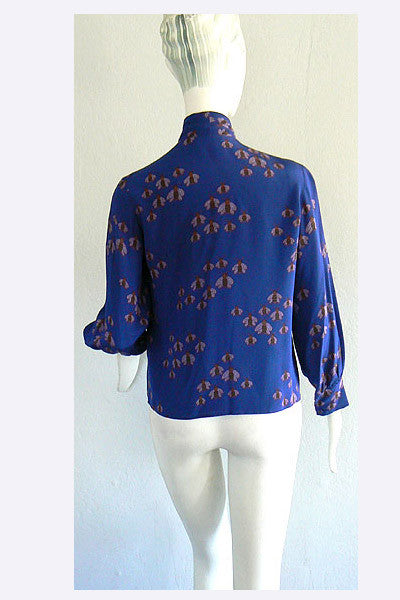 1970s Gucci Bee Print Blouse
