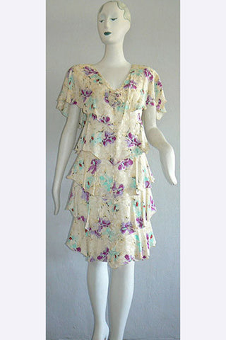 1980s Holly Harp Floral Dress