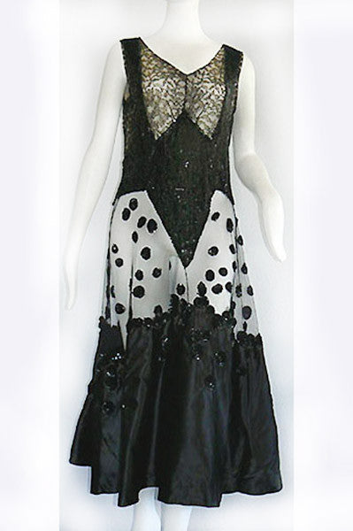 1930s Lace, Sequin and Tulle Dress