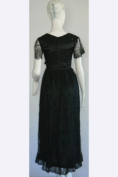 1910s Black Lace & Silk Dress