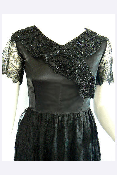 1910s Black Lace & Silk Dress