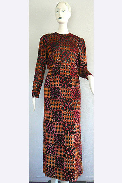 1970s IB Jorgensen Devore Gown