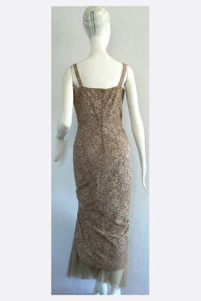 1950s Jacques Griffe lace evening gown