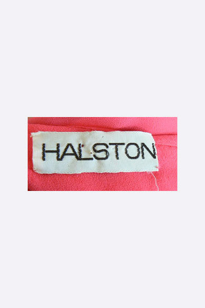 1970s Halston Watermelon Pink Goddess Gown